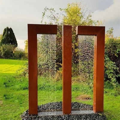 Hiện đại Double L Corten Steel Garden Water Tính năng che mưa